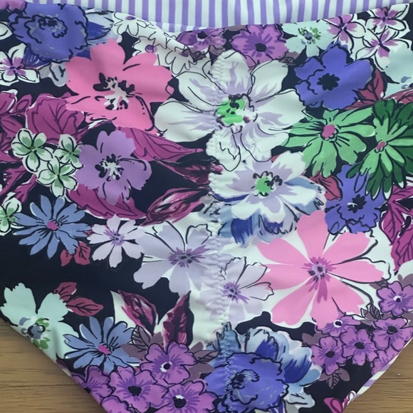 Cyn&Luca Boutique Purple Stripes/Floral Medium Coverage Bikini Swim Bottoms NWT - Picture 6 of 9